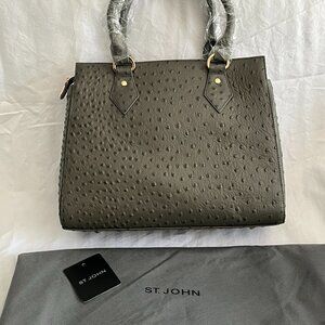 Authentic ST JOHN Pebble Ostrich Leather Satchel